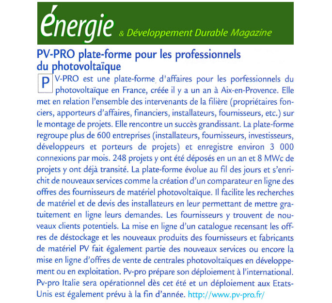 Article Sud Info juillet 2011