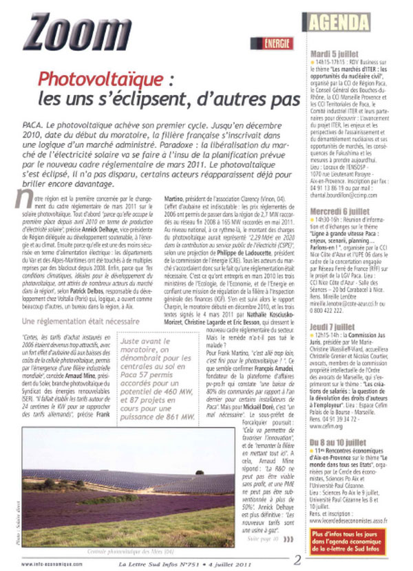 Article Sud Info juillet 2011