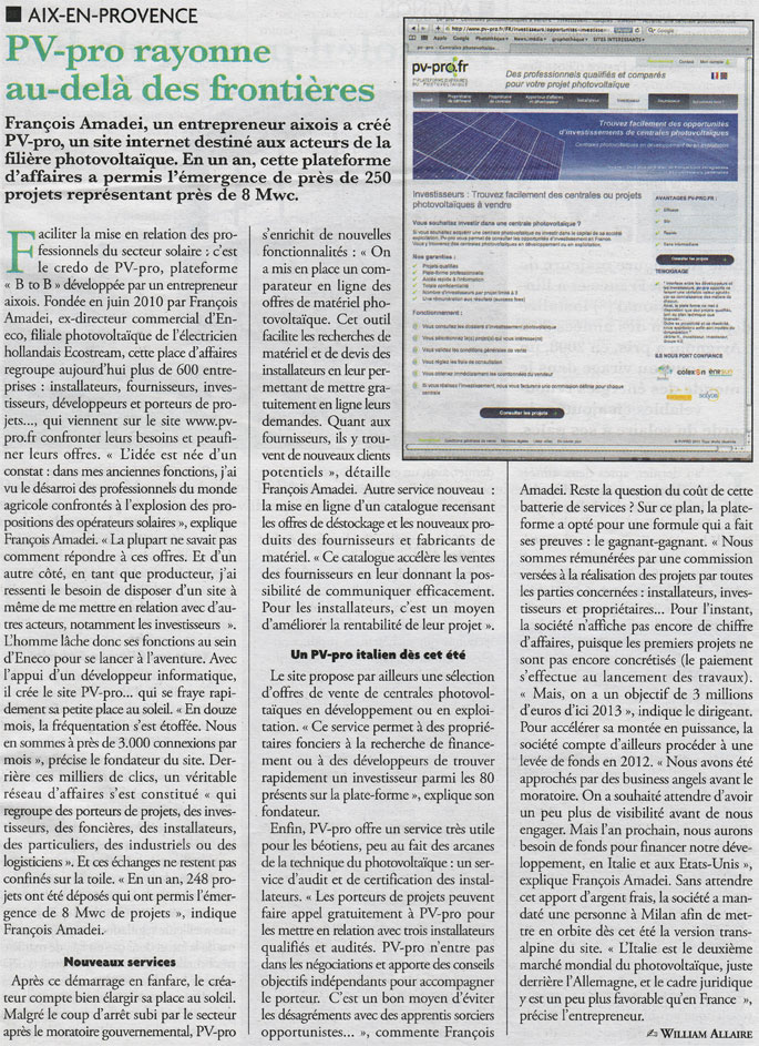 Article Sud Info juillet 2011